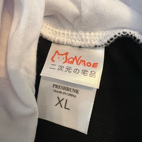 New Monmoe Anime Hoodie Size XL Mens Unisex Black White Fall Winter Sweatshirt - Picture 5 of 9